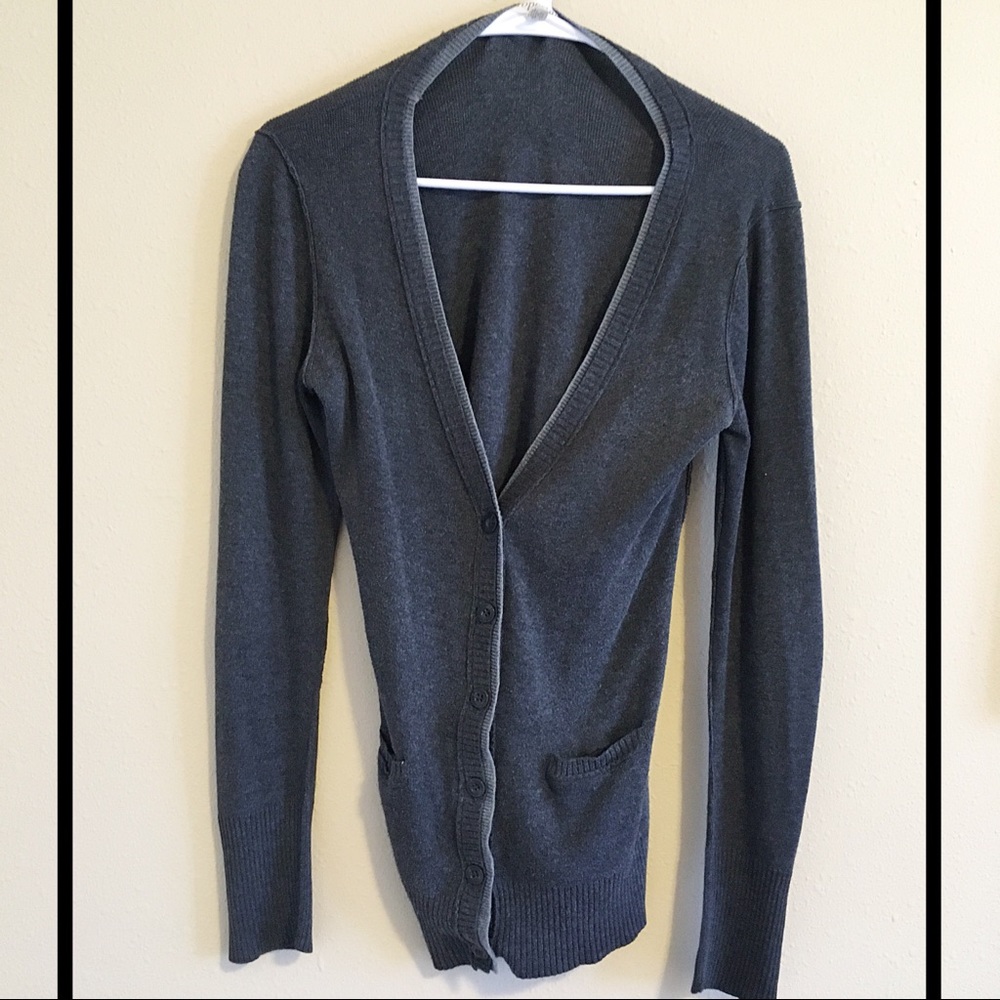 Gray button up cardigan